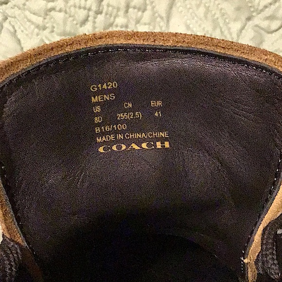 COACH Suede High Top Sneakers size 8-D only worn twice. In 9.9 condition. - Picture 3 of 12